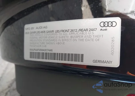 2021 Audi S5 Premium Plus Tfsi Quattro Tiptronic from USA, damaged, VIN WAUP4AF56MA007446